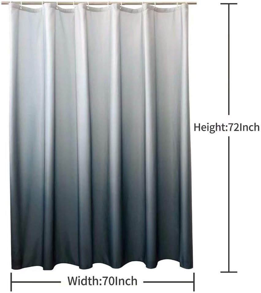 Grey Ombre Shower Curtains for Bathroom Water Resistant Fabric Decorative Bathroom Curtains Sets with 12 Hooks, 70 X 84 Inch
