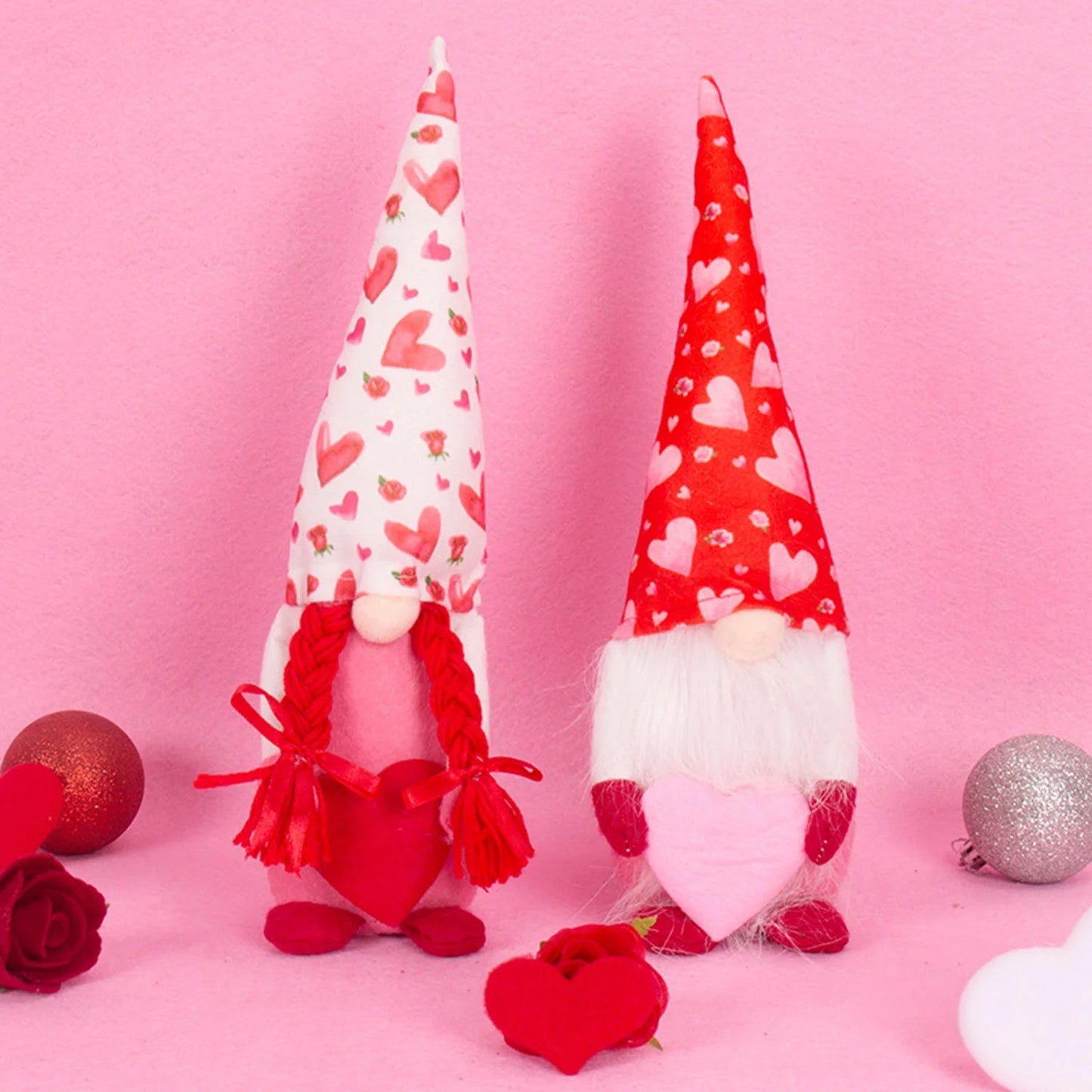 Valentine Gnome Dolls, 2PCS, Handcrafted Plush Decorations, Valentine'S Day Decor