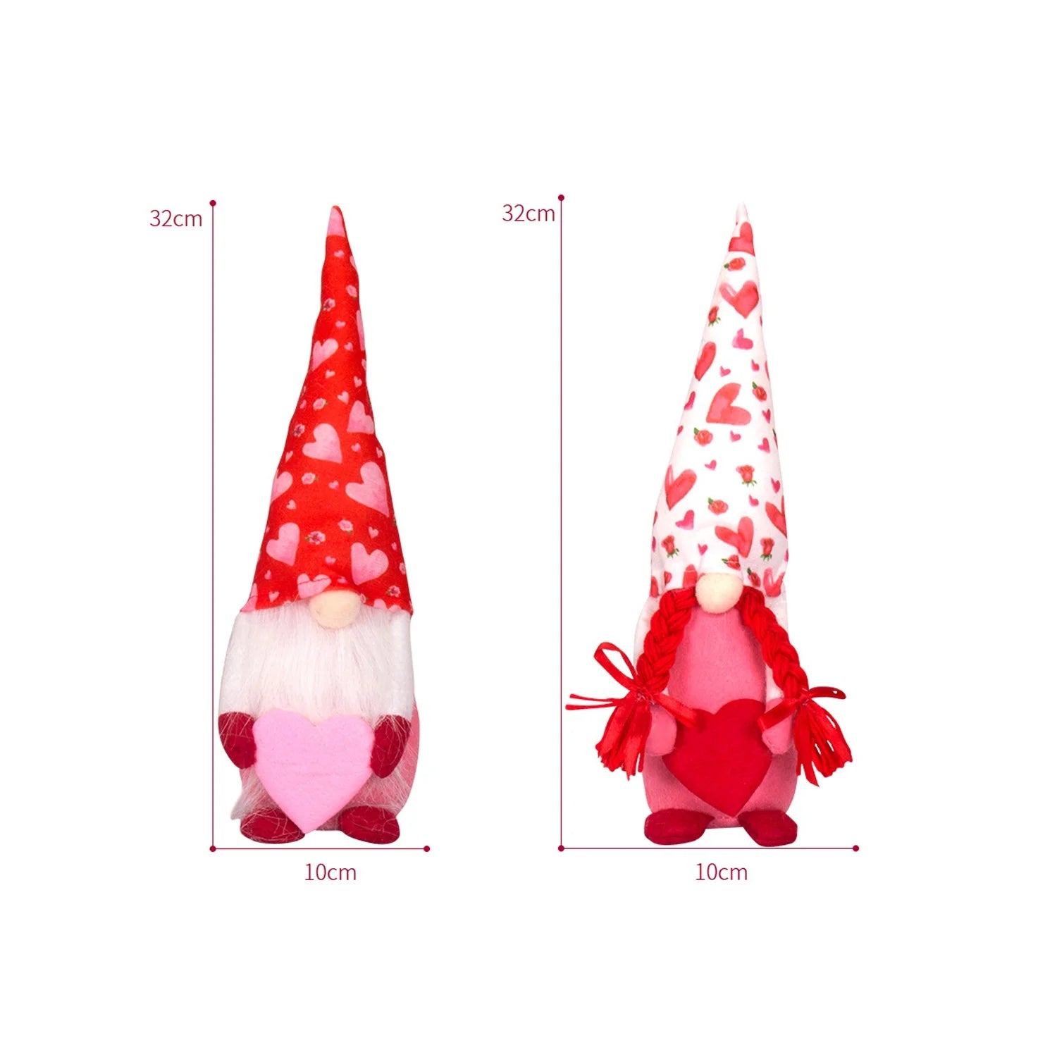 Valentine Gnome Dolls, 2PCS, Handcrafted Plush Decorations, Valentine'S Day Decor