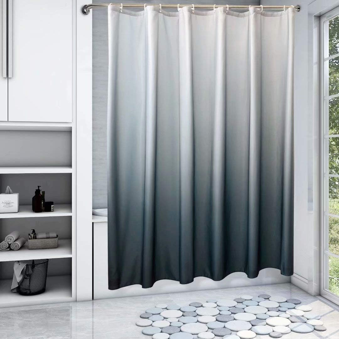 Grey Ombre Shower Curtains for Bathroom Water Resistant Fabric Decorative Bathroom Curtains Sets with 12 Hooks, 70 X 84 Inch