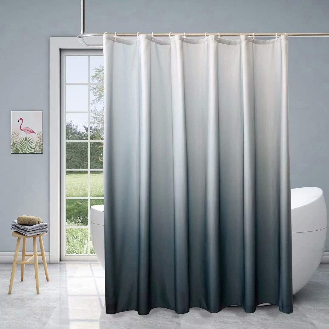 Grey Ombre Shower Curtains for Bathroom Water Resistant Fabric Decorative Bathroom Curtains Sets with 12 Hooks, 70 X 84 Inch