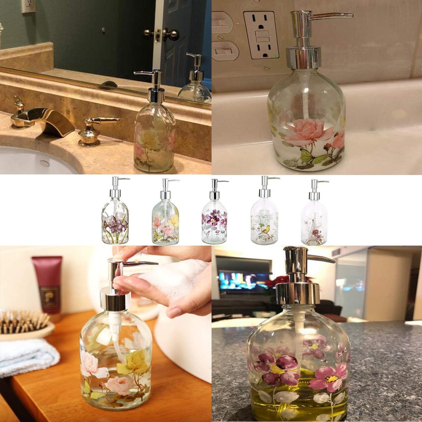 Glass Soap Dispenser Bottle with Pump,Refillable Liquid Hand Dispenser for Bathroom, Kitchen Soap Dispenser 17 Oz